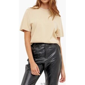 Grey Lab Los Angeles T Shirt Beige Size Small Neutral Casual Lightweight